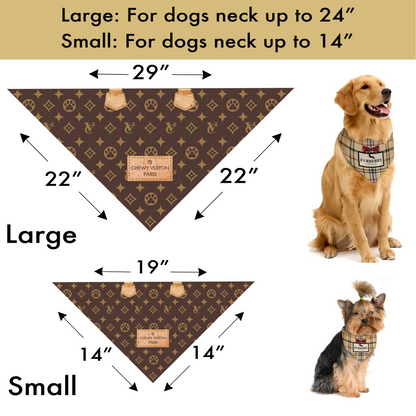 Luxury dog bandana fas Size chart 