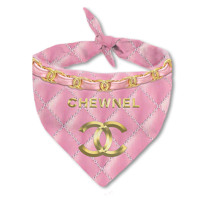 Iconic Chewnel black and white dog bandana, a timeless accessory by Millionaire Mutt for the fashion-savvy dog