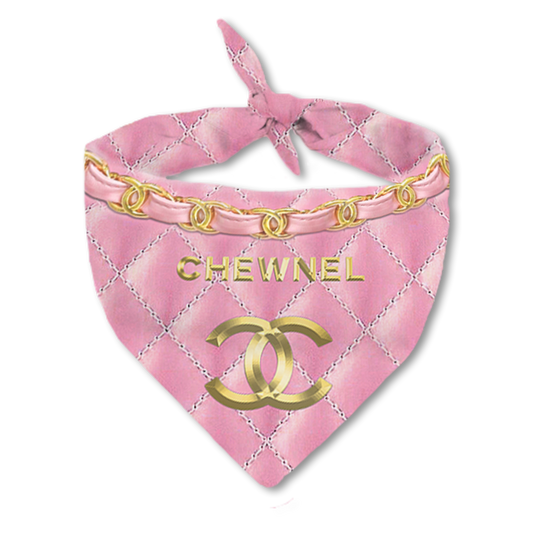 Iconic Chewnel black and white dog bandana, a timeless accessory by Millionaire Mutt for the fashion-savvy dog